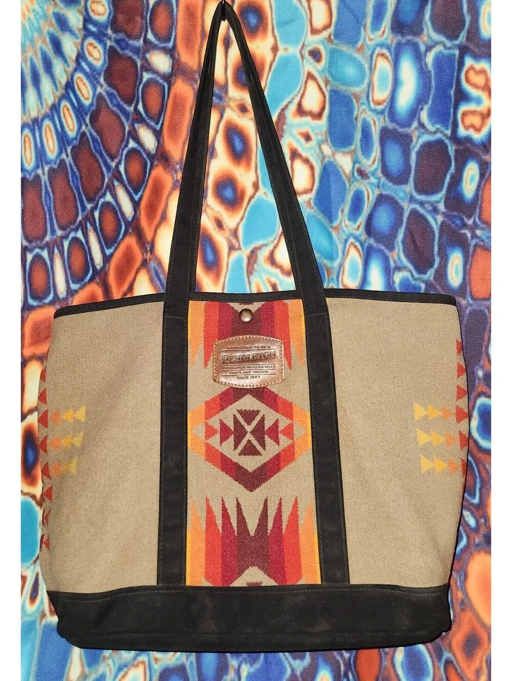 RARE! PENDLETON Chief Joseph Chili WOOL Open Tote Snap Clean